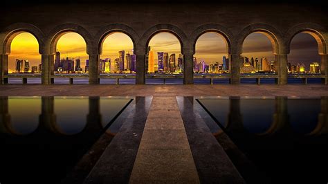 1366x768px Free Download Hd Wallpaper Cities Doha Arch City