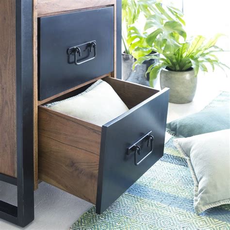 Meuble Confiturier industriel bois naturel 2 tiroirs - Made in meubles