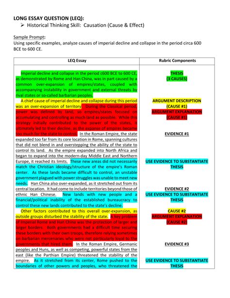 Causation LEQ Annotated Essay