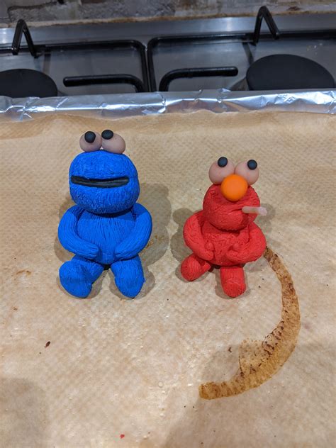 Elmo And The Cookie Monster Polymer Clay Sculptures 2022 Be Me R