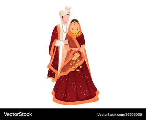 faceless indian wedding couple together standing vector image