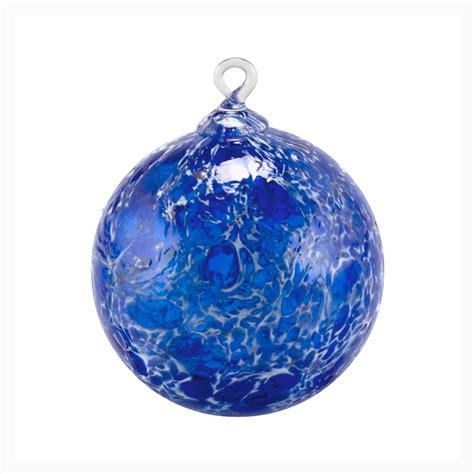 Hand Blown Glass Ornament Blue White Powder Suncatcher Etsy