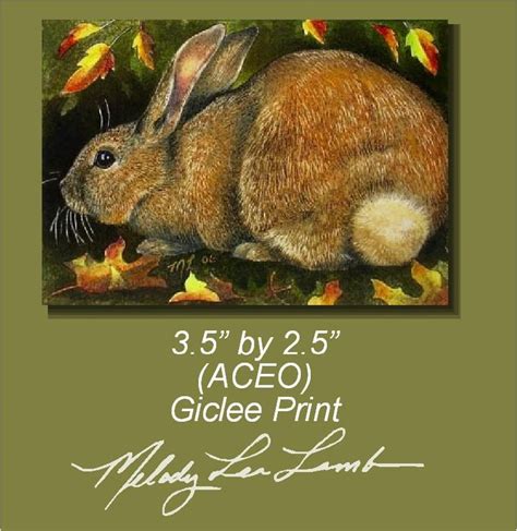 Fall Autumn Bunny Melody Lea Lamb Aceo Print Etsy