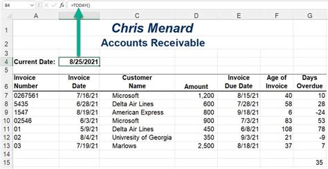 How To Use The Today Function In Excel Chris Menard Training