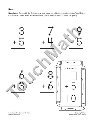 9 Best Images Of Touchmath Printable Worksheets Free Printable Touch