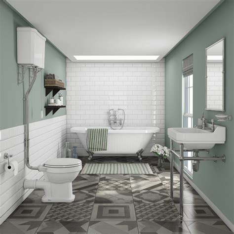An ensuite bathroom should be a perfect bathroom if you can give an accent idea on it using black and white colors with the tiles, the a small ensuite bathroom usually is a little bit difficult to design because of its small space. Newbury Traditional Back-to-Wall Roll Top Bath Suite at ...