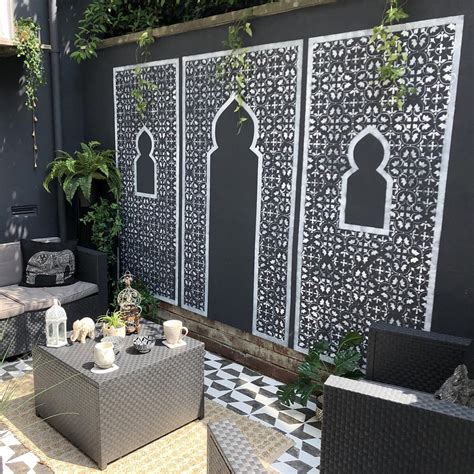 Black And White Moroccan Inspired Stencil Wall Mural — Homebnc