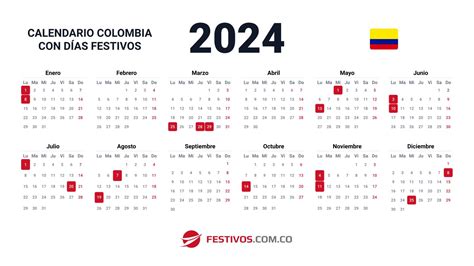 Calendario De Colombia 2024 Con Festivos