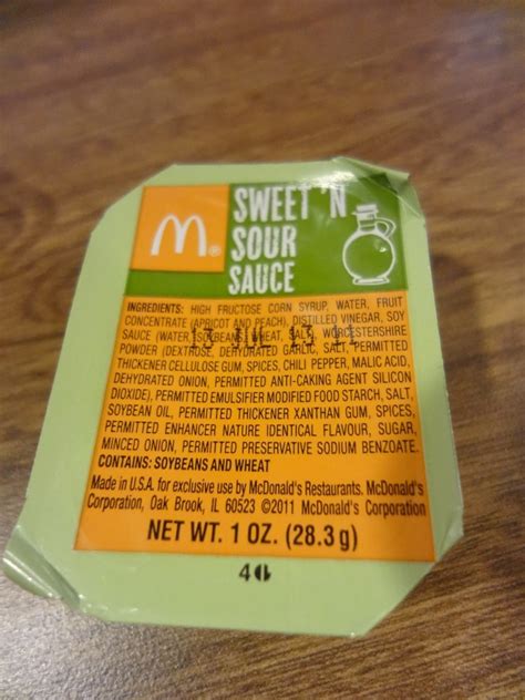 S p o n 8 d s o y 2 r 3 4 o l e 7 d f 9. mcdonald's sweet and sour sauce calories