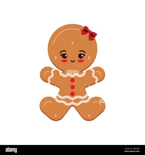 Gingerbread Man Girl Christmas Cookie Icon Isolated On White Background Stock Vector Image And Art
