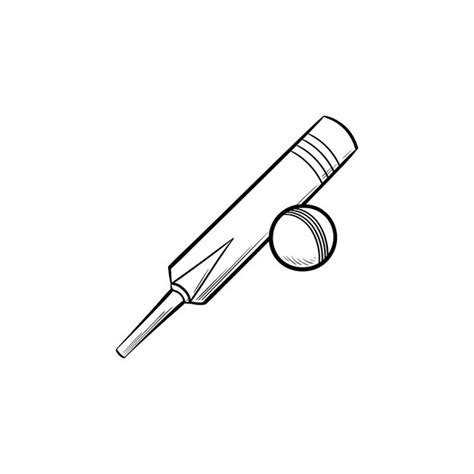 Premium Vector Cricket Ball And Bat Hand Drawn Outline Doodle Icon