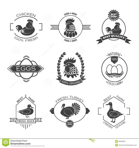Illustration About Set Of Poultry Farm Logo Emblem Illustration Of