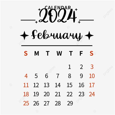Gambar Kalender Februari 2024 Hitam Sederhana Februari Kalender