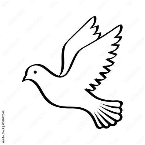 Flying Bird Dove Or Pigeon With Its Wings Spread Line Art Vector Icon