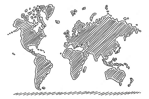 Premium Vector Hand Drawn Vector Drawing Of A World Map Black And