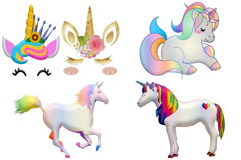 Rainbow Unicorn And Faces Clip Art By Me And Ameliè