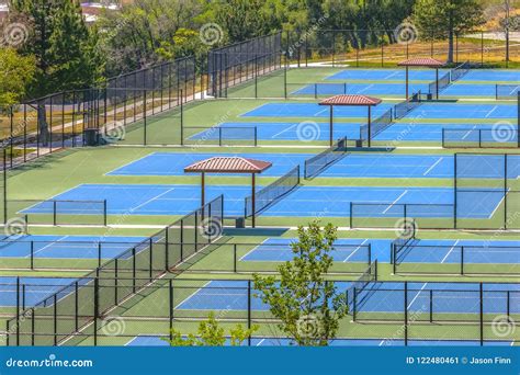 Tennis Courts View On A Sunny Day Stock Image Image Of Exercise Highland 122480461