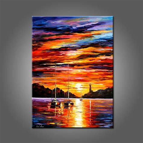 Suset Landscape Oil Painting On Canvas Beautiful Sunrise Painting For
