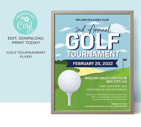 Golf Tournament Flyer Template Golf Flyer Template Editable Event Flyer