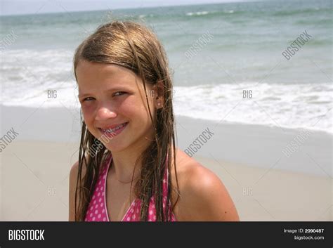 Stock Photo Little Tweens At The Beach