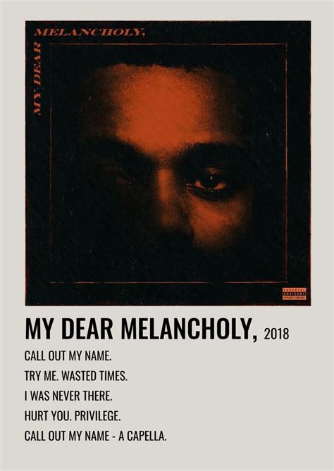 My Dear Melancholy The Weeknd Minimalist Poster Music Poster Music