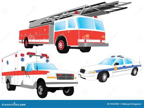 Emergency Vehicles Cartoon Vector 9352903