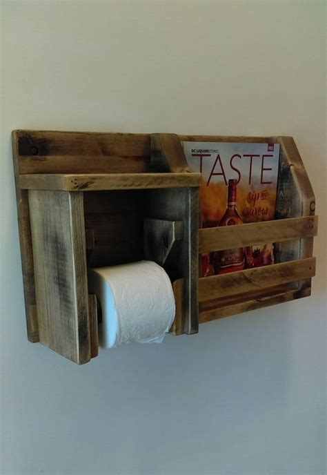 This rack offers convenient storage for all your reading. Rustic distressed toilet roll holder, magazine rack, shelf ...