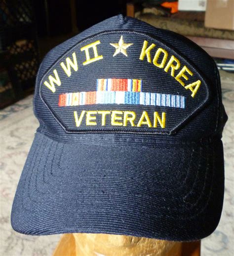 Wwii Korea Korean War Veteran Hat Cap Embroidered Adj Gem