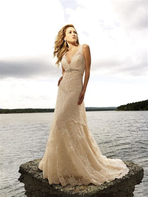 Tea length wedding dresses are a great choice for the fashion forward bride who wants a classic yet sensual tea length wedding dresses are the perfect look for petite and sassy brides who are going for an you will find tea length style wedding dresses with sleeves, lace, embroider as well as both. Discount V Neck Lace Champagne Wedding Dress/Beach Gown ...