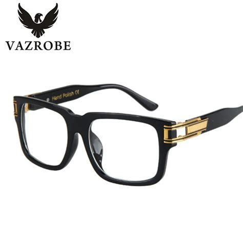 Vazrobe Oversized Eyeglasses Mens Glasses Frame Eye Glasses Men Gold Rimmed Large Big Black