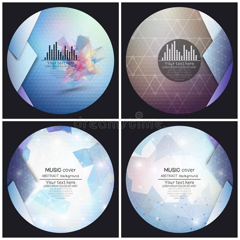 Set Of 4 Music Album Cover Templates Abstract Stock Vector