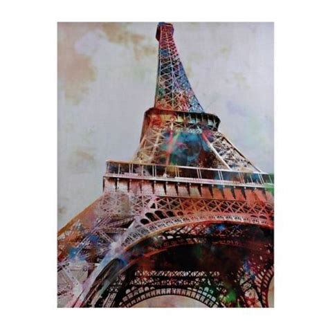Eiffel Tower In Color Canvas Art Print Eiffel Tower Wall Art Unique