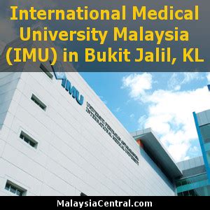 The university currently functions with senior faculty members through its campuses located in bukit jalil and clinical schools in seremban, batu pahat, negeri. International Medical University Malaysia (IMU) in Bukit ...