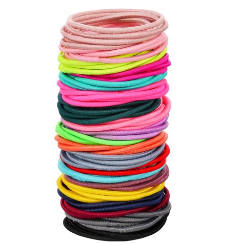 100 Count Elastic Hair Ties Ponytail Holders No Metal Multicolor Girls