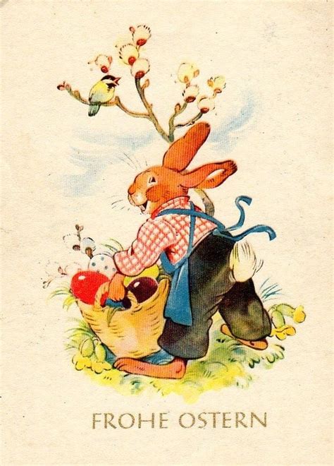 Happy Easter In German Vintage Postcard