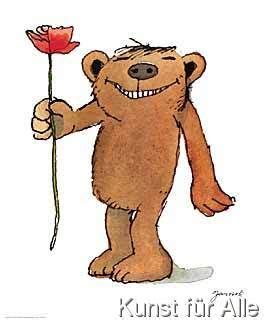 Mit dem studium hatte es in den 50ern zwar nicht geklappt, mit dem malen aber schon. Janosch: Blumen-Bär. Poster, Leinwandbild, Gerahmtes Bild ...