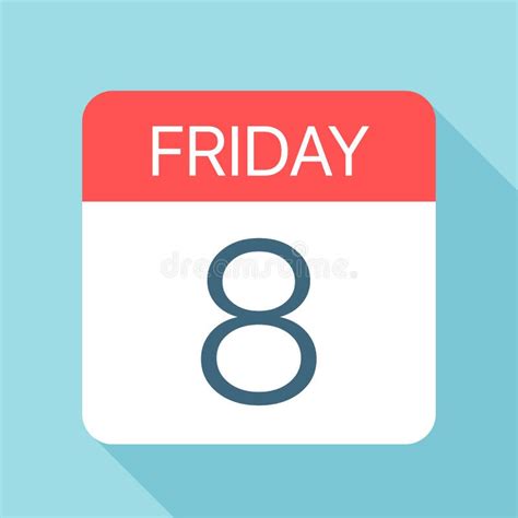 Friday 8 Calendar Icon Vector Illustration Of Week Day Paper Leaf