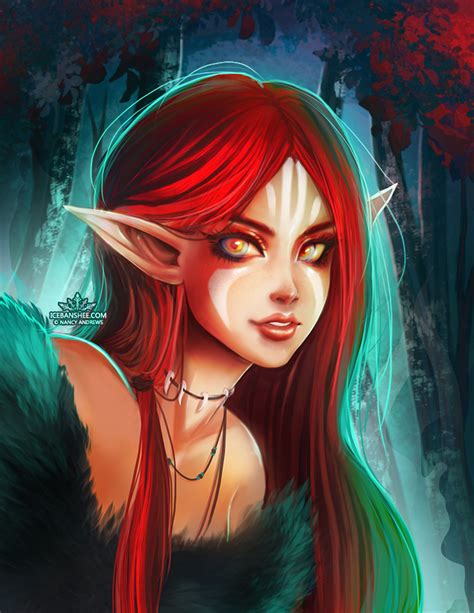 Red Druid Redhead Art Female Elf Roleplay Characters