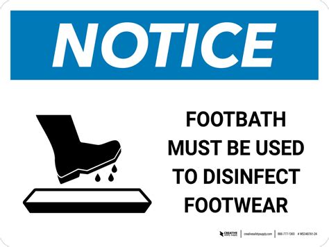 Notice Footbath Must Be Used With Icon Landscape Wall Sign