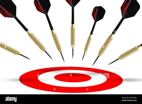 Flying Arrows To A Target Suggesting Achievement Concept Stock Photo