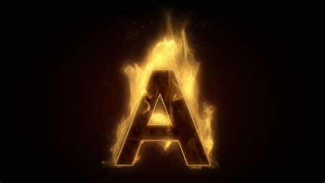 Fiery Letter A Burning In Loop With Particles Stock Footage Video