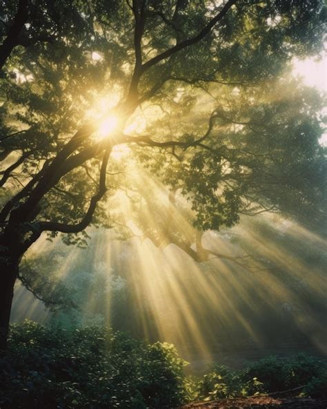 Premium Photo Sunlight Shines Through The Trees