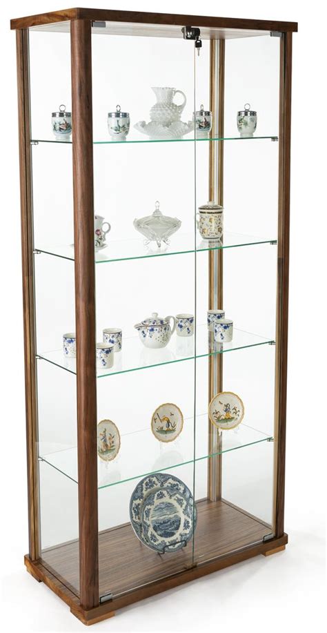 Tall Glass Display Cabinet Lockable Swing Style Doors