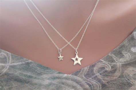 sterling silver mother daughter star necklaces mother etsy mother daughter necklaces set