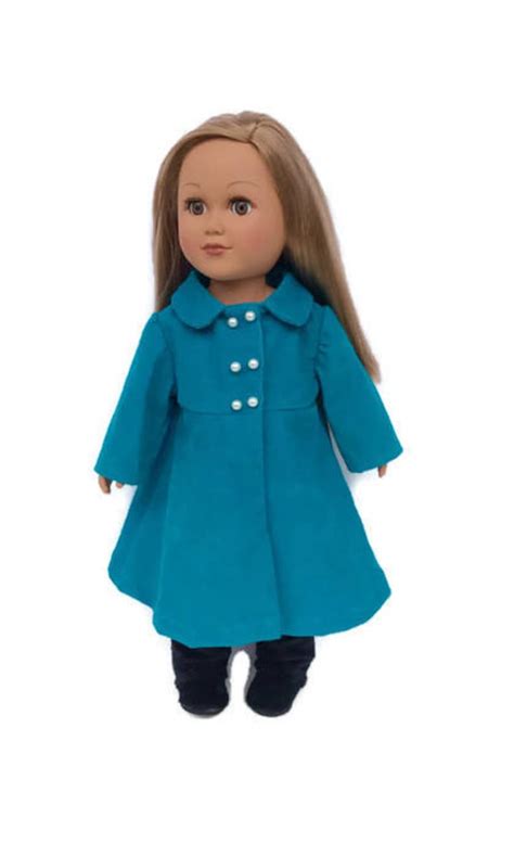 Aqua Blue Coat For 18 Inch Doll Corduroy Doll Coat Etsy
