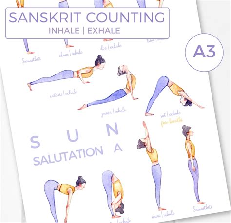 Sun Salutation Yoga Poster Printable Ashtanga Illustration Etsy Canada