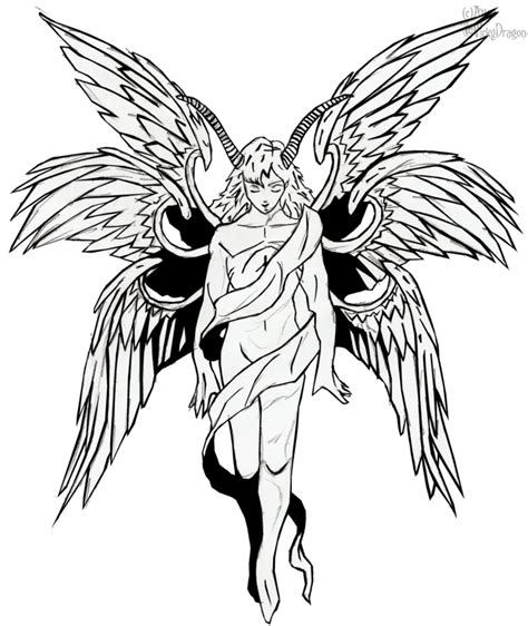 Lucifer Line Art Michael Fallen Angel Drawing Angels Png Download