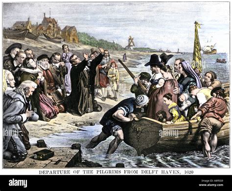 Pilgrims Leaving Delfshaven Netherlands For The Mayflower Voyage 1620