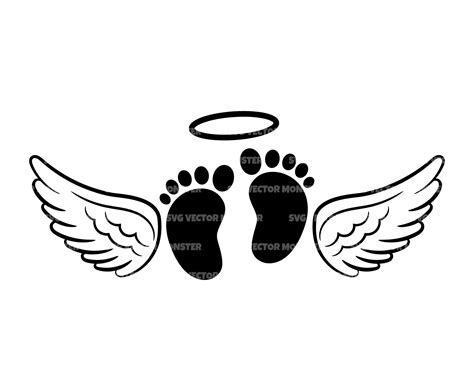 Baby Footprint Svg Wings Angel Svg Baby Feet Svg Baby Svg