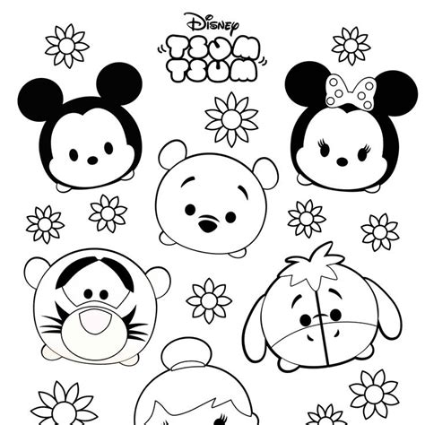 Tsum Tsum Colouring Sheets - Free Printable | Tsum tsum coloring pages